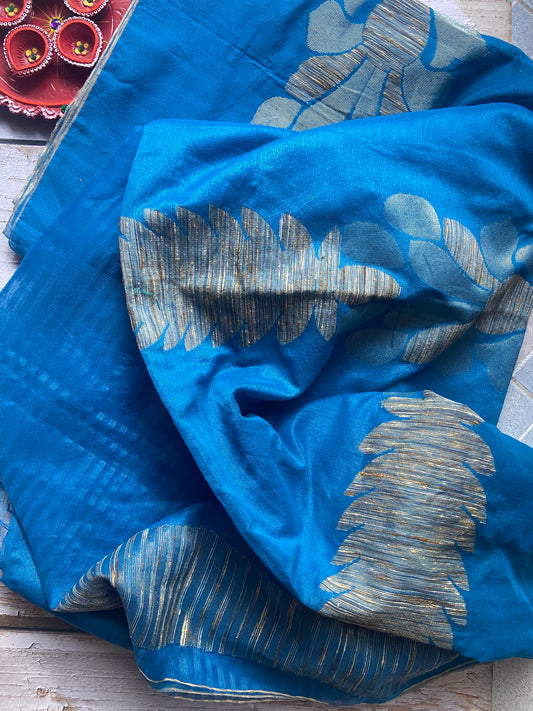 Golden hour on blues Saree