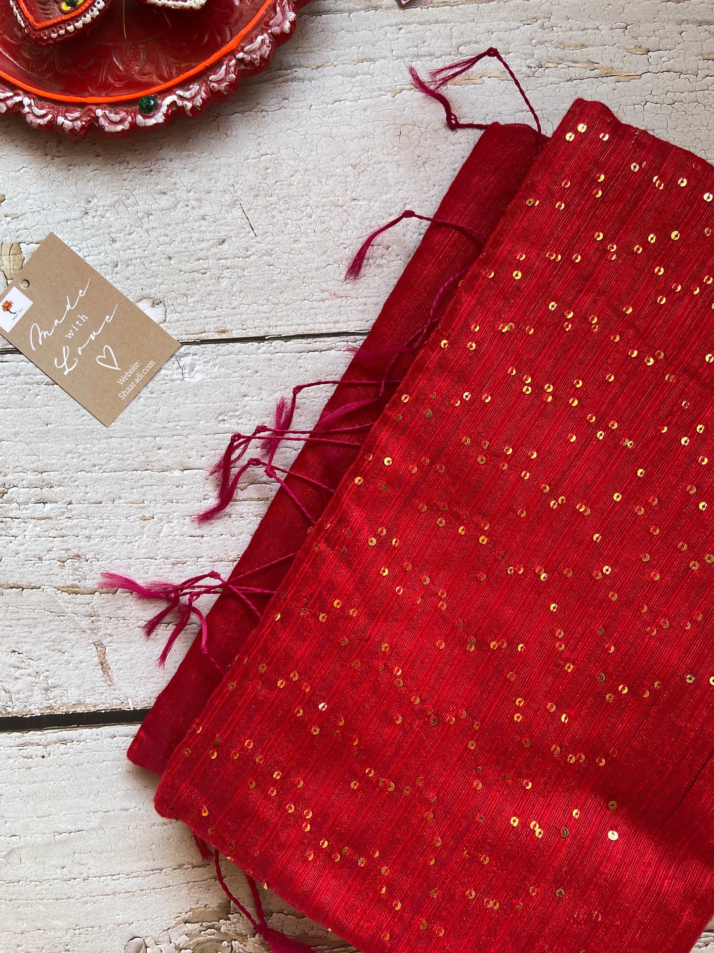 Snowdrop Red Saree