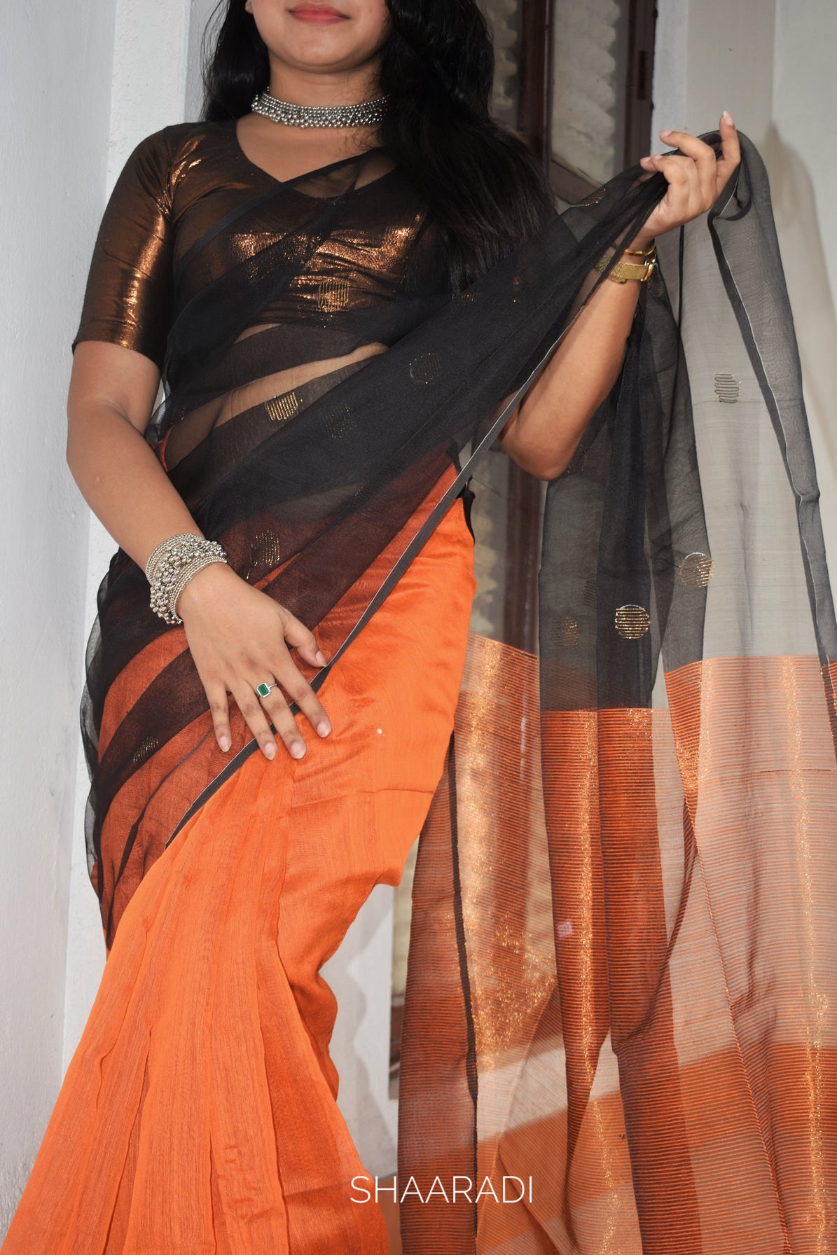 Gratifying Embroidered Silk Orange Classic Saree