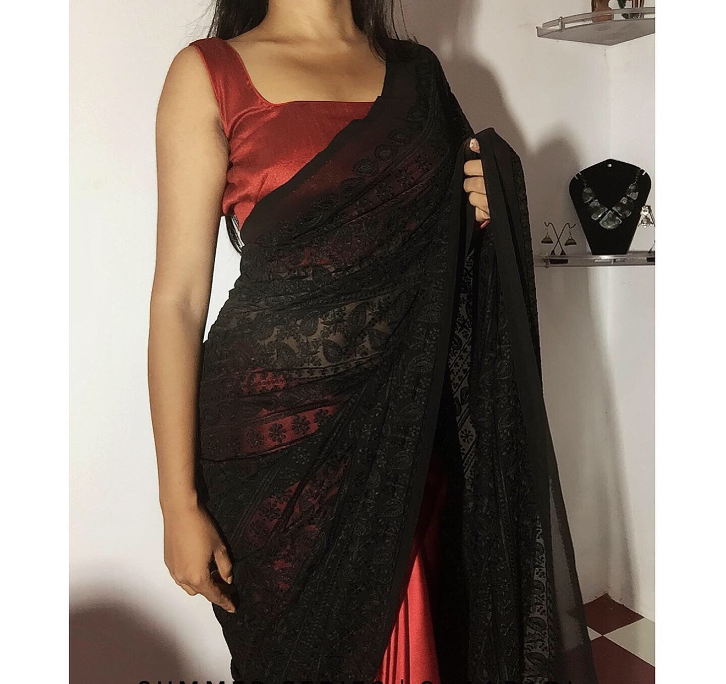 Red Moon Embroidered Saree