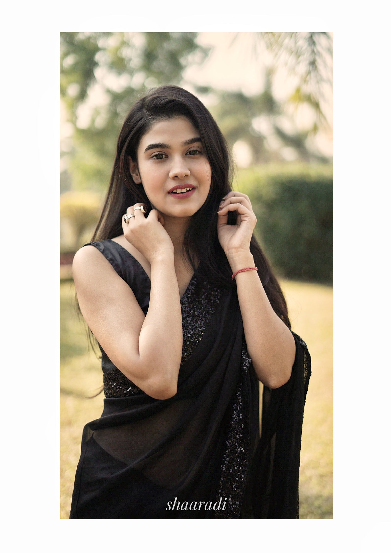 Black Georgette Saree With Sequin work and Zalar lace on Border