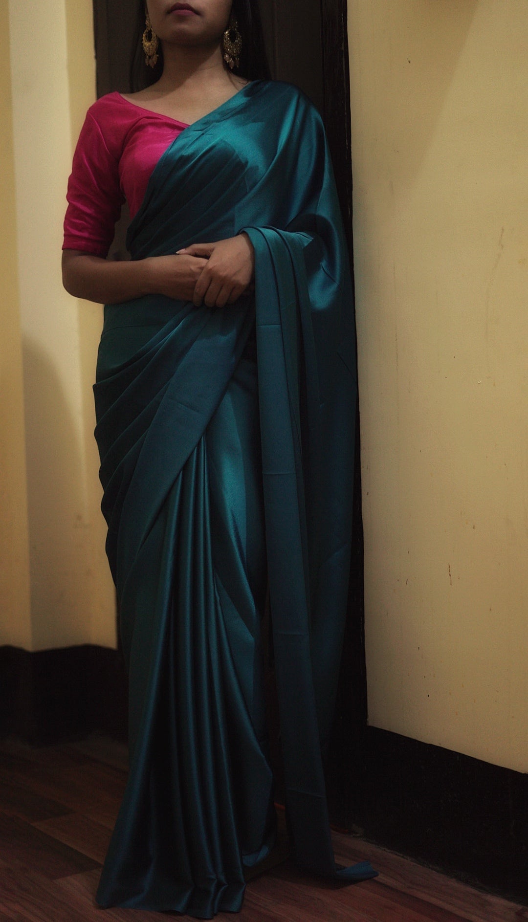 Shades of Cyan Satin Saree