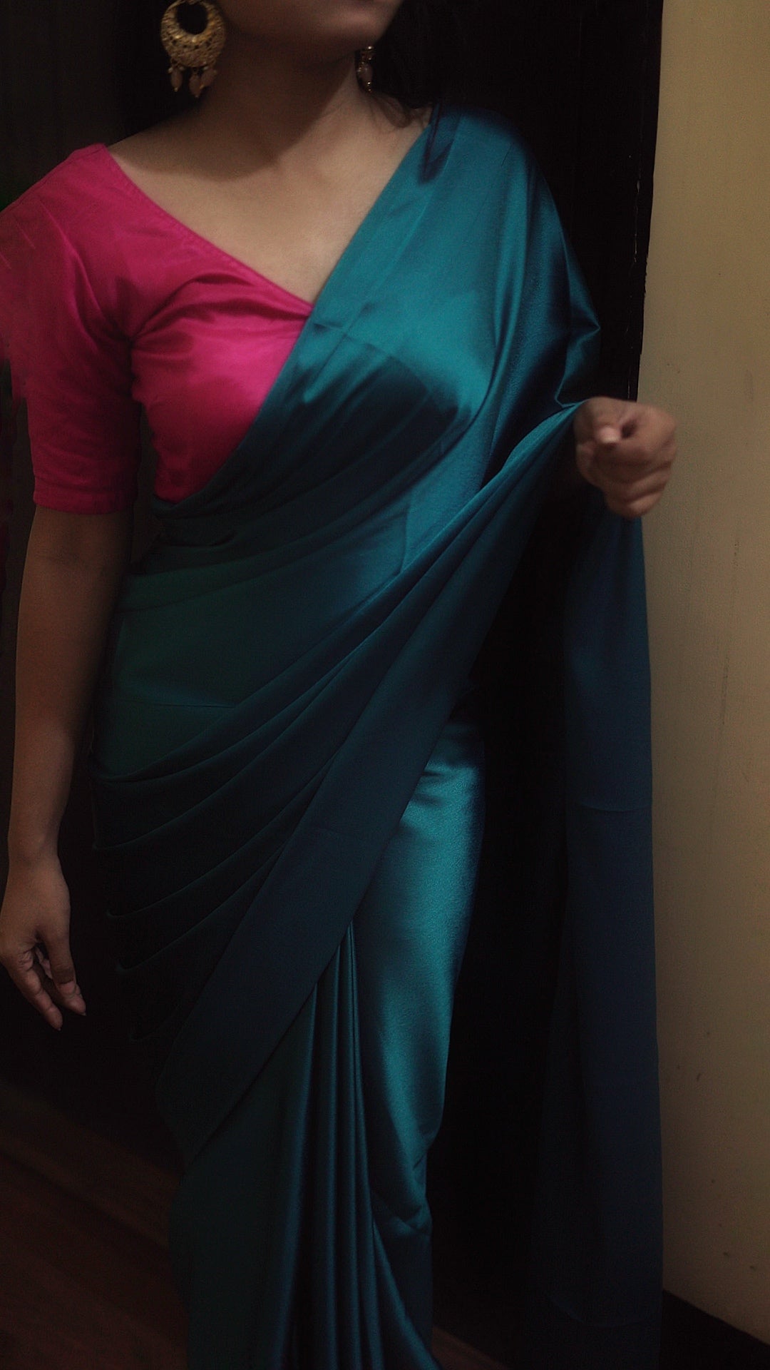 Shades of Cyan Satin Saree