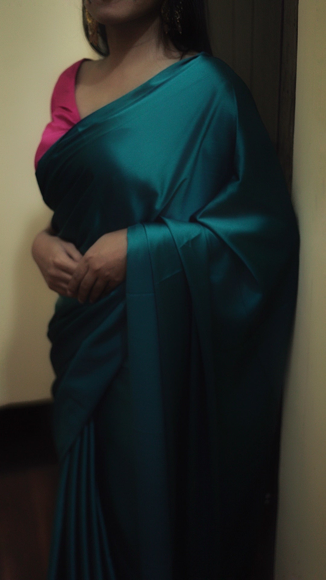 Shades of Cyan Satin Saree