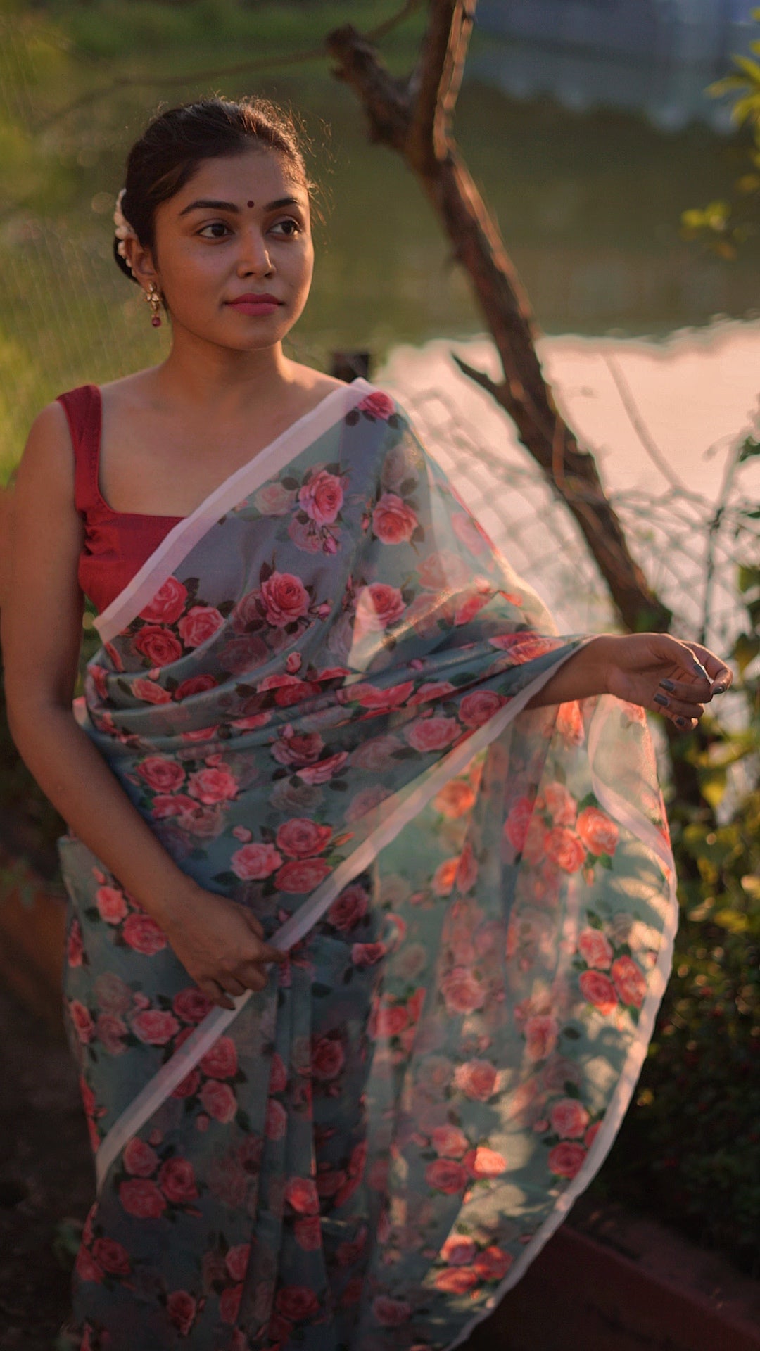 Vintage Flora Organza Saree