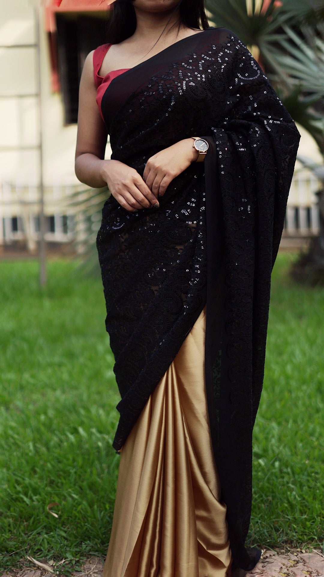 Black & Gold Embroidered Saree