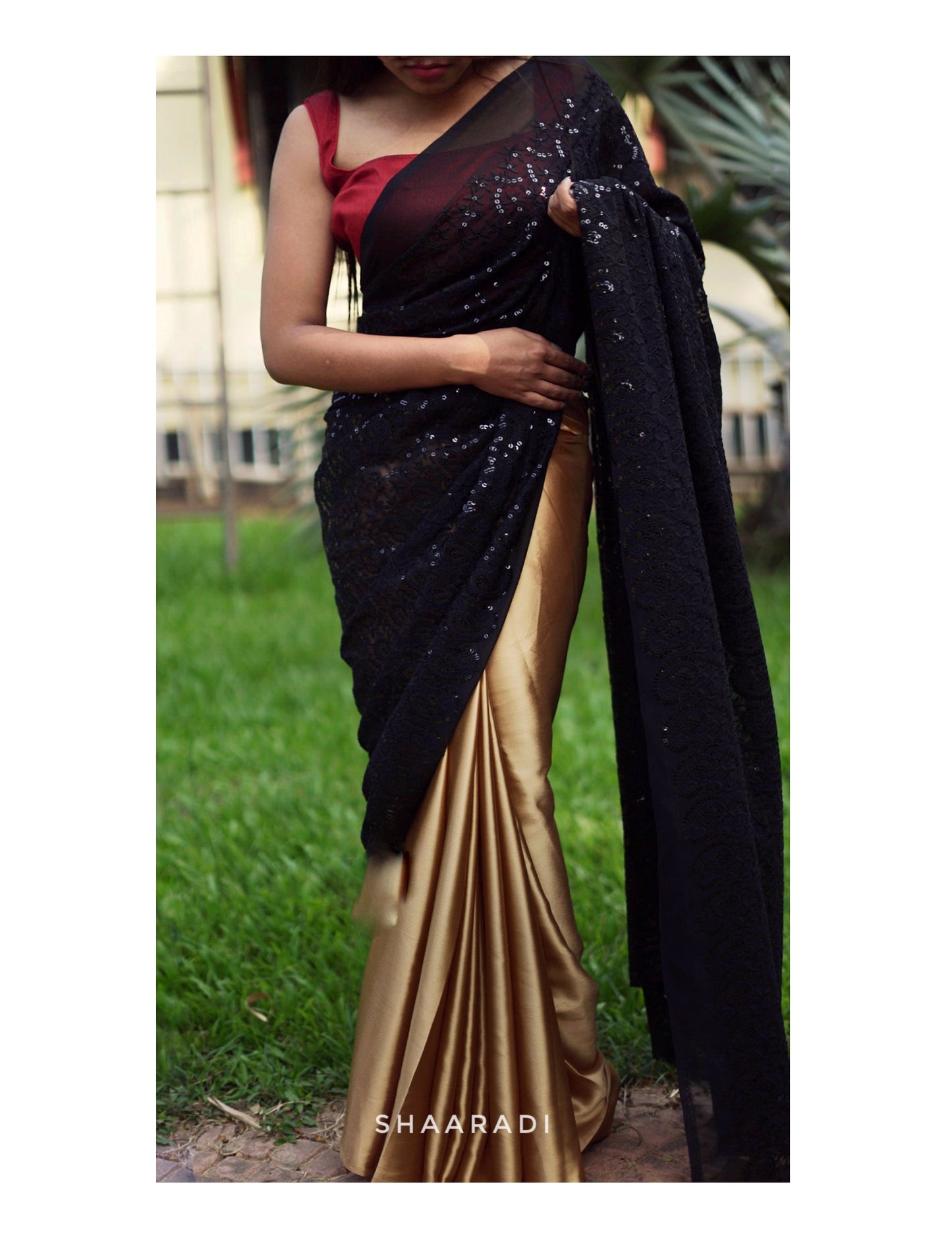 Black & Gold Embroidered Saree