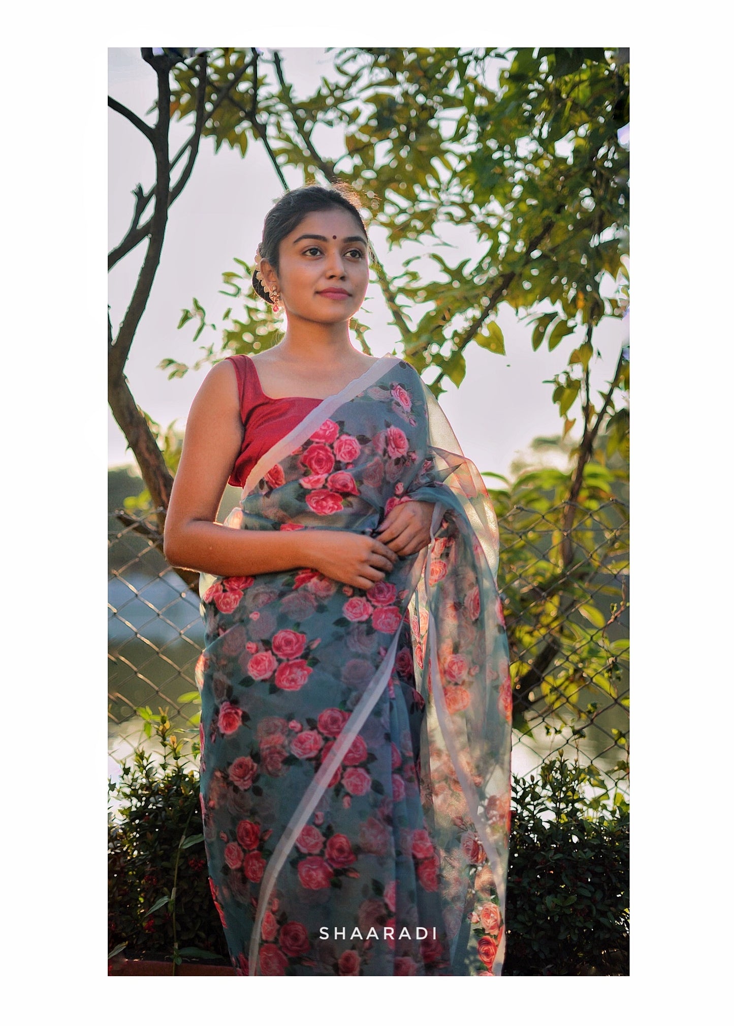 Vintage Flora Organza Saree