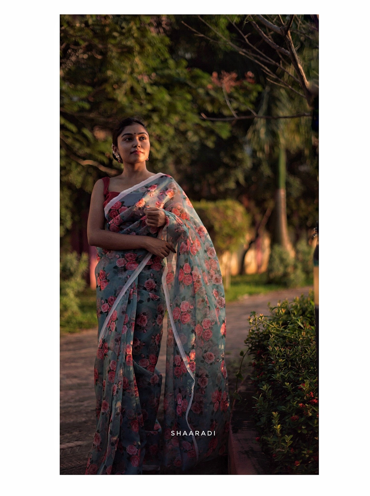 Vintage Flora Organza Saree