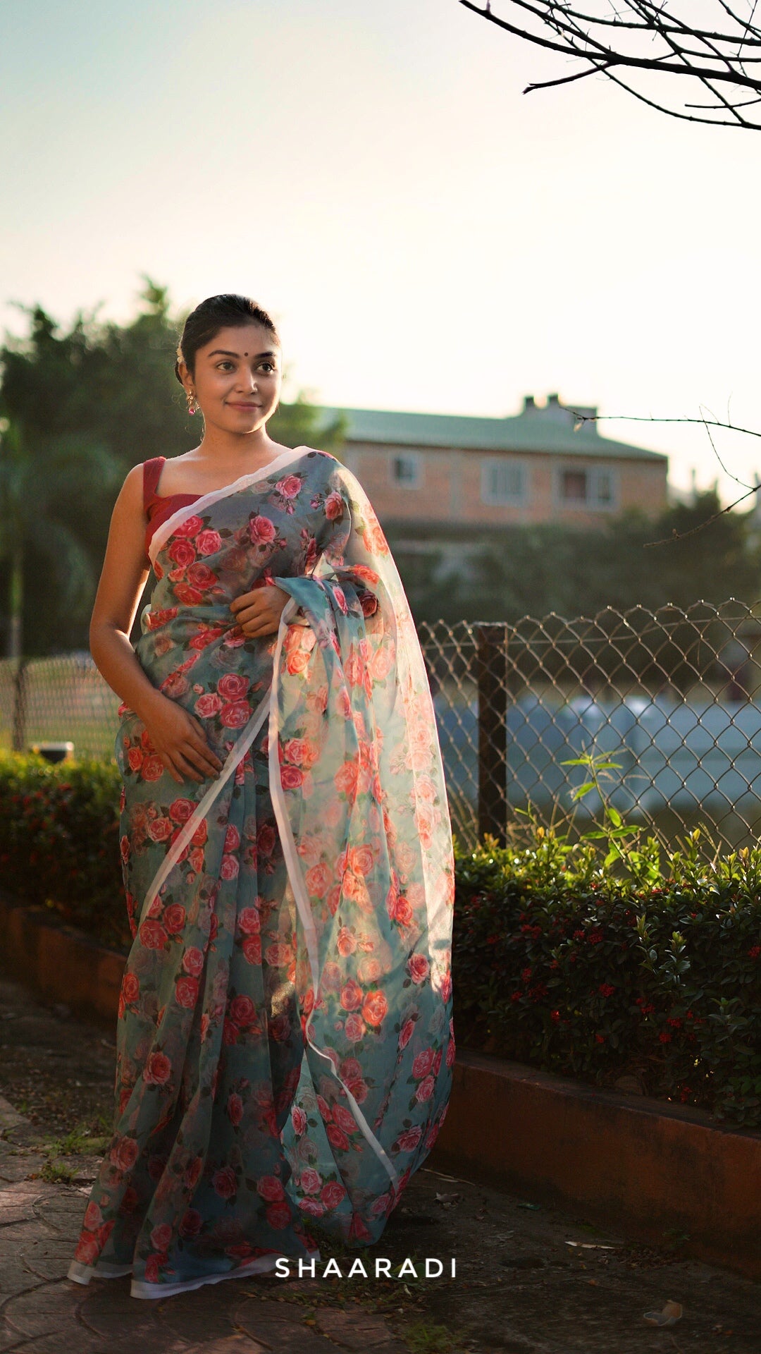 Vintage Flora Organza Saree