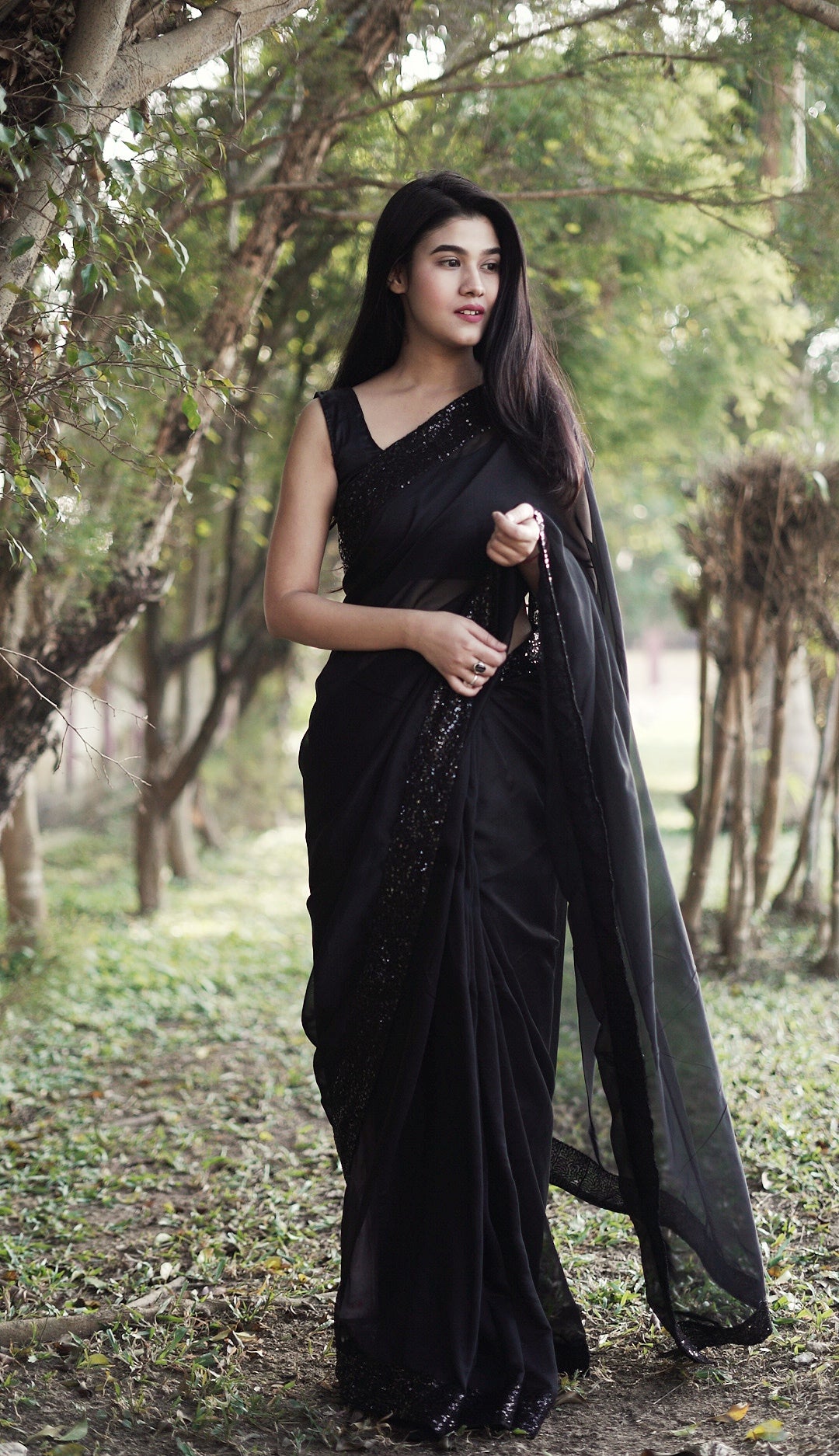 Elegance in black saree