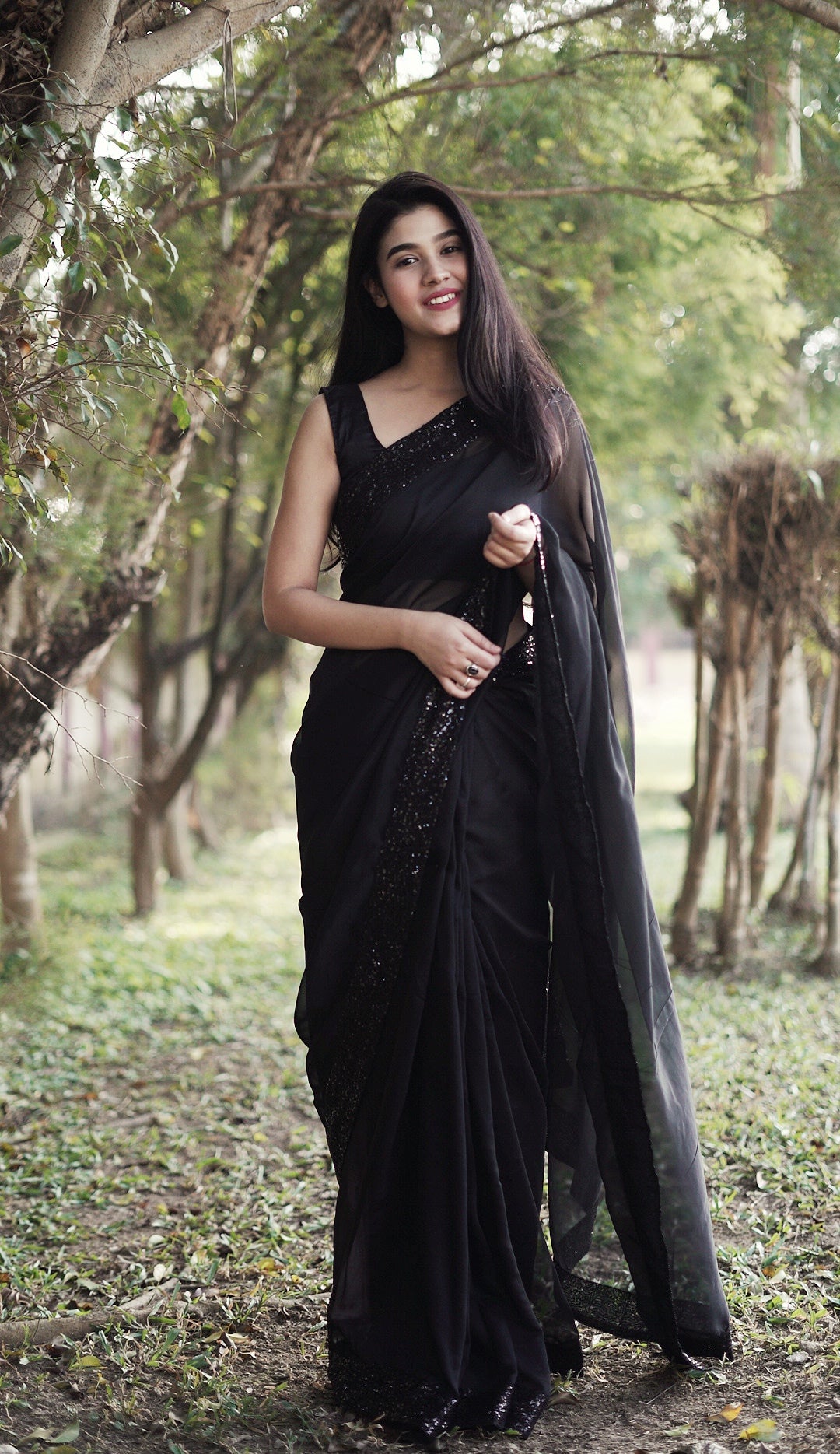 Elegance in black saree