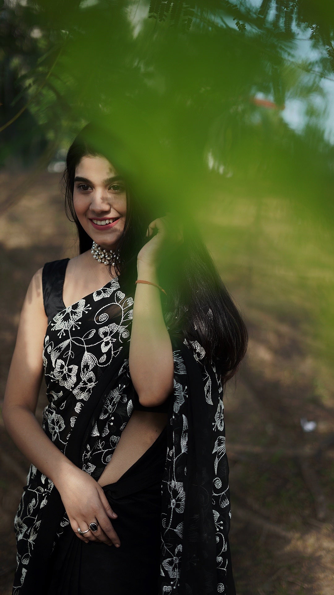 Gardenia in Monochrome Saree