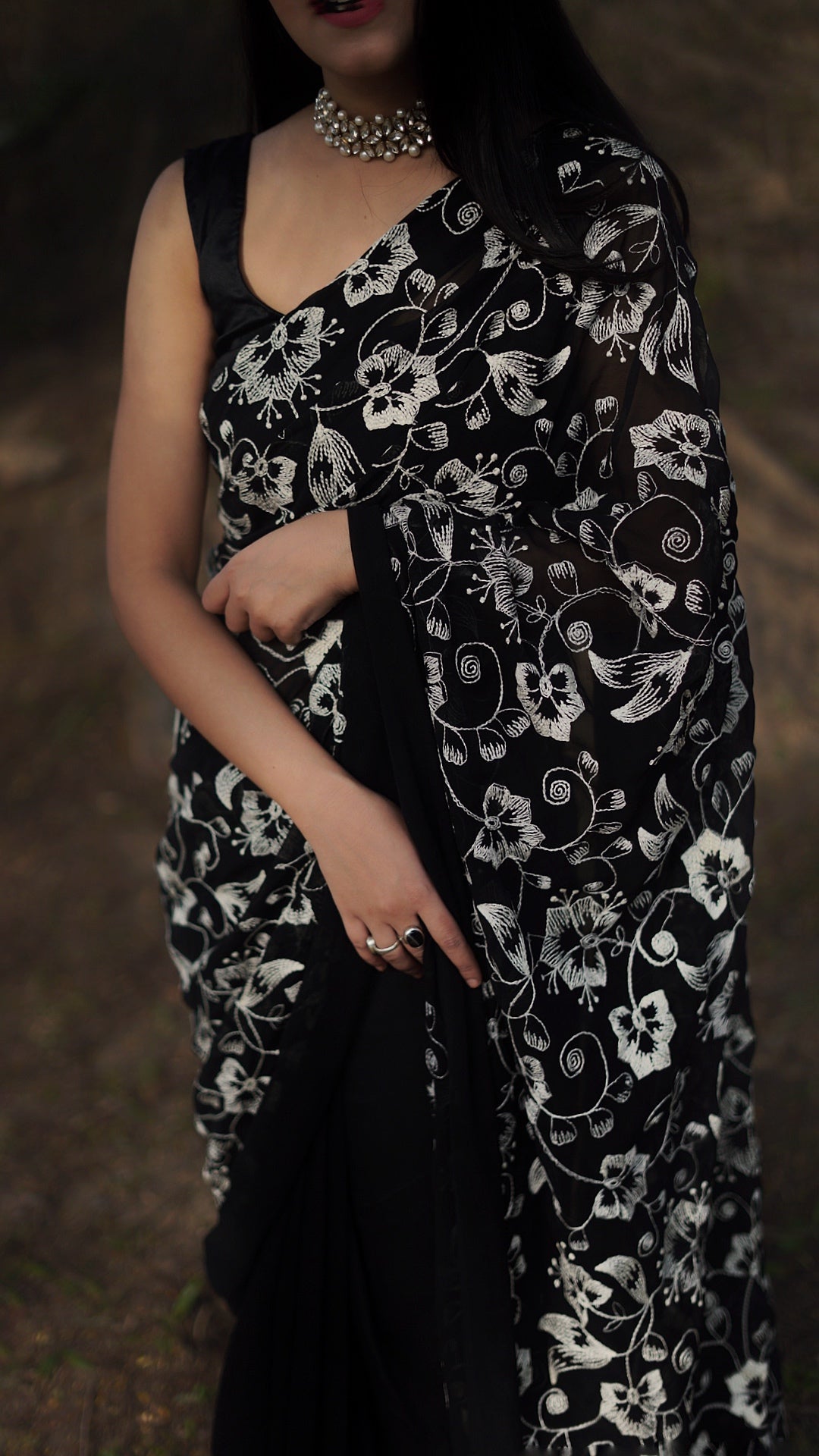 Gardenia in Monochrome Saree