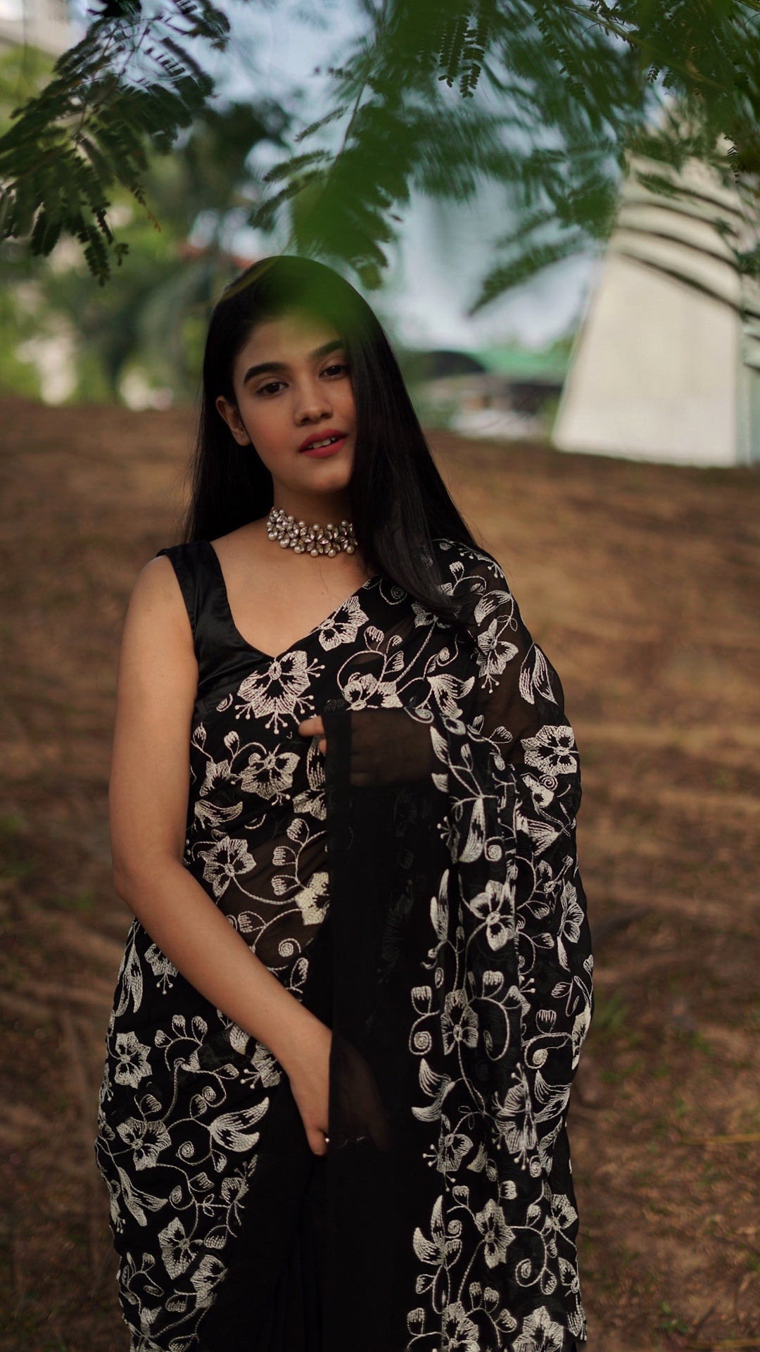 Gardenia in Monochrome Saree