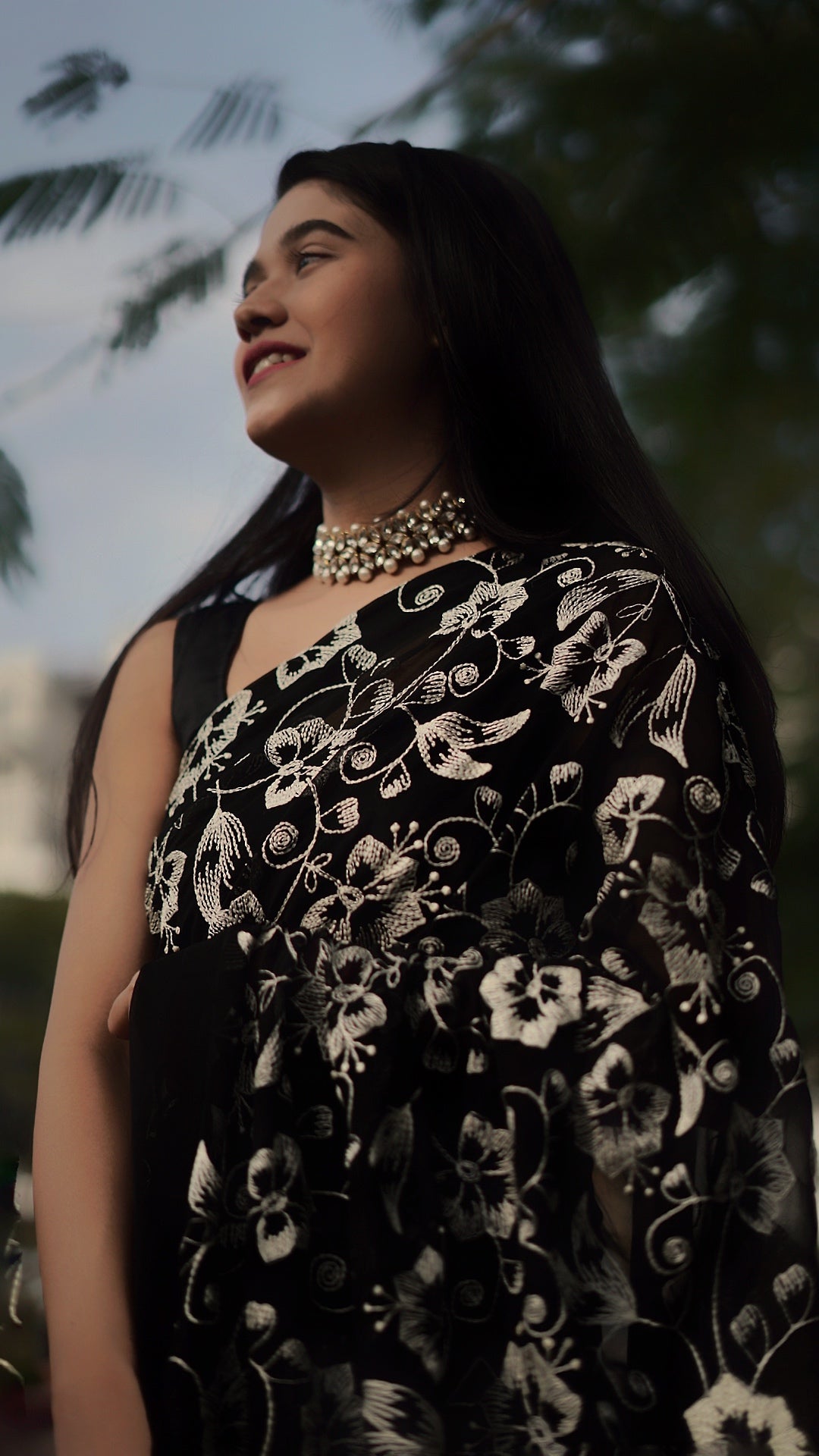 Gardenia in Monochrome Saree