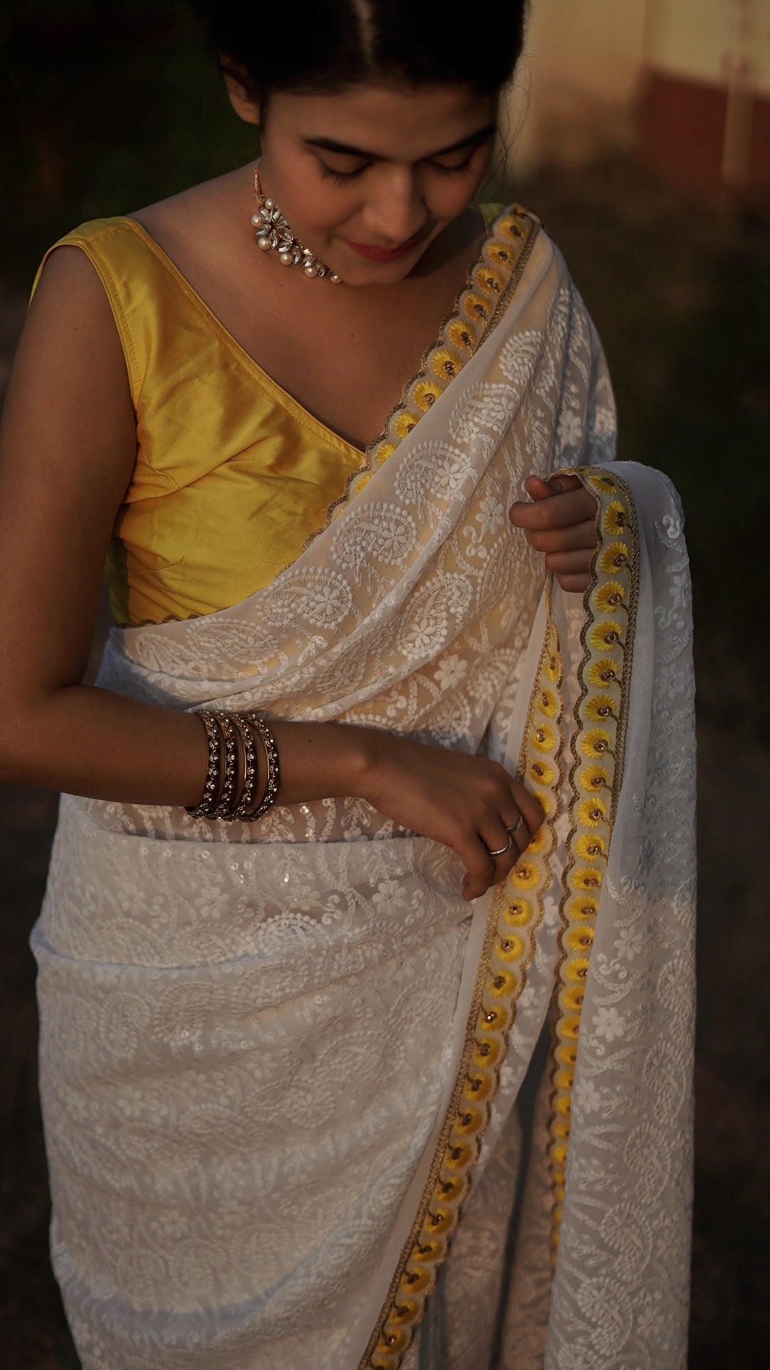 Sunflower Embroidered Saree