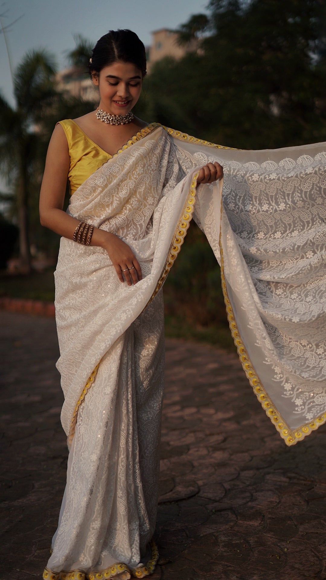 Sunflower Embroidered Saree