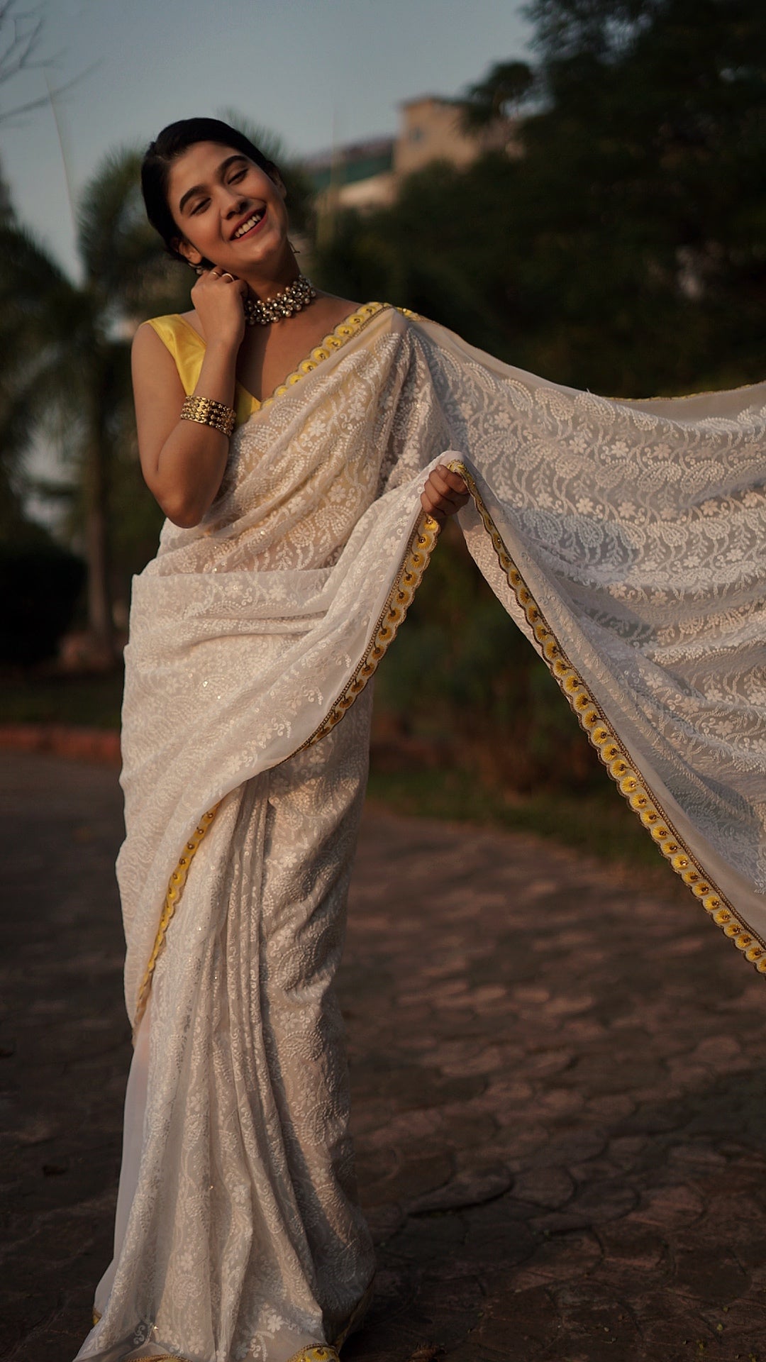 Sunflower Embroidered Saree