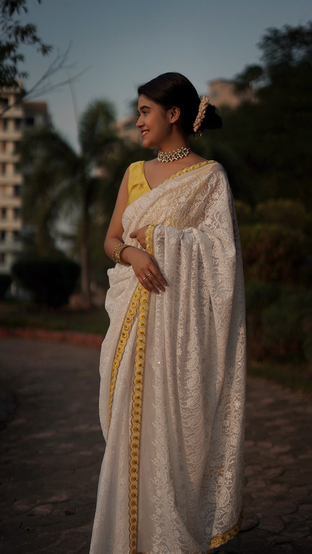 Sunflower Embroidered Saree