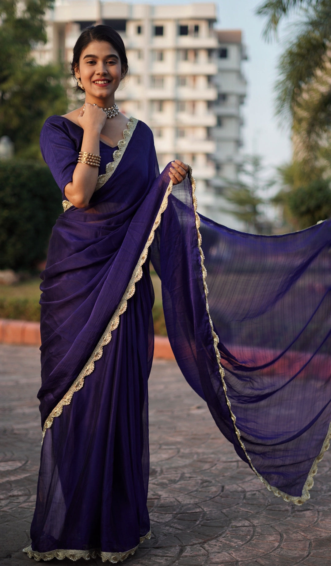 Violet Sea Chiffon Saree