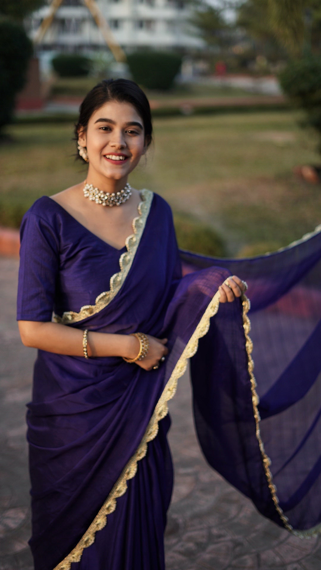 Violet Sea Chiffon Saree