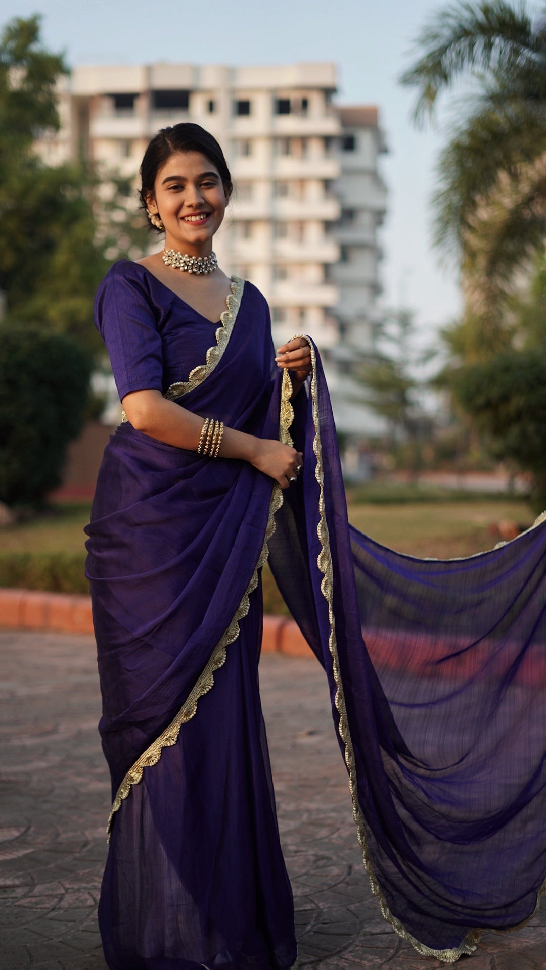 Violet Sea Chiffon Saree