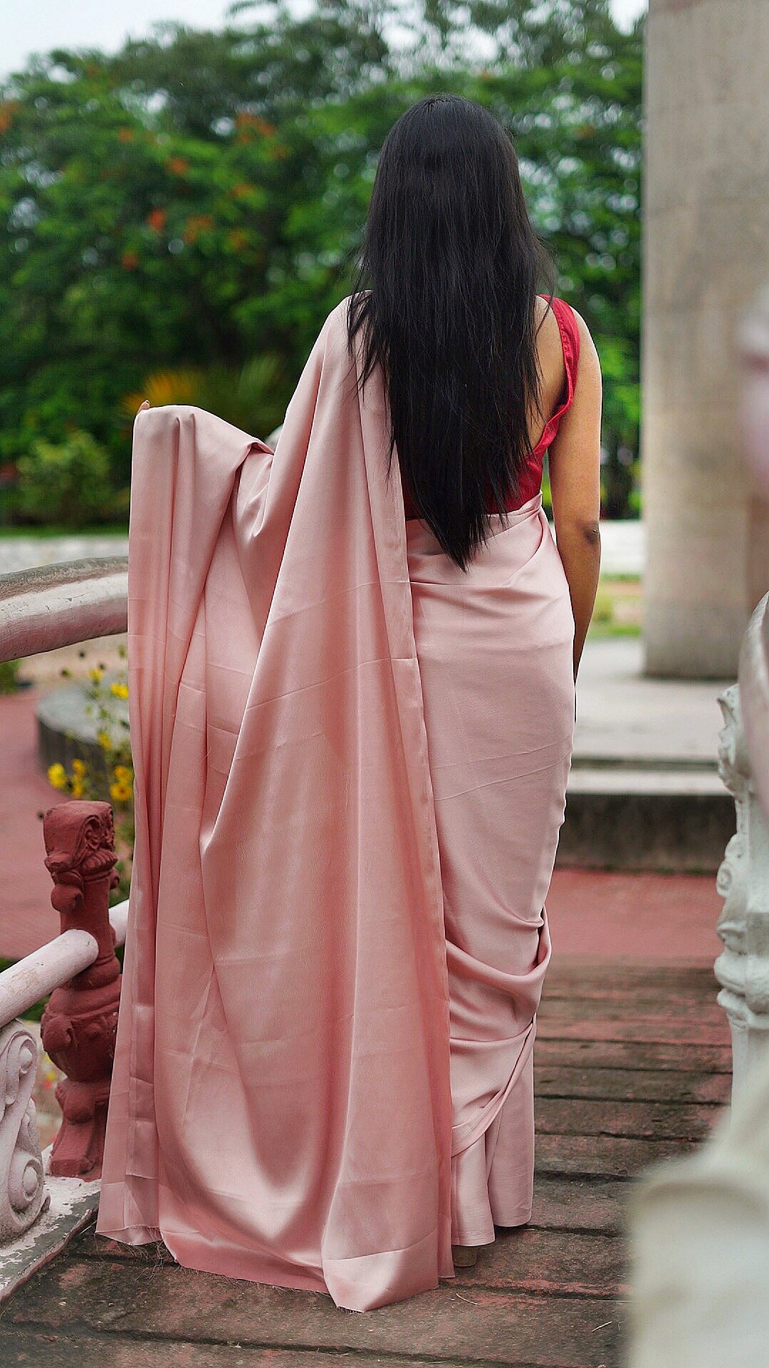 Rose Pink Satin Saree