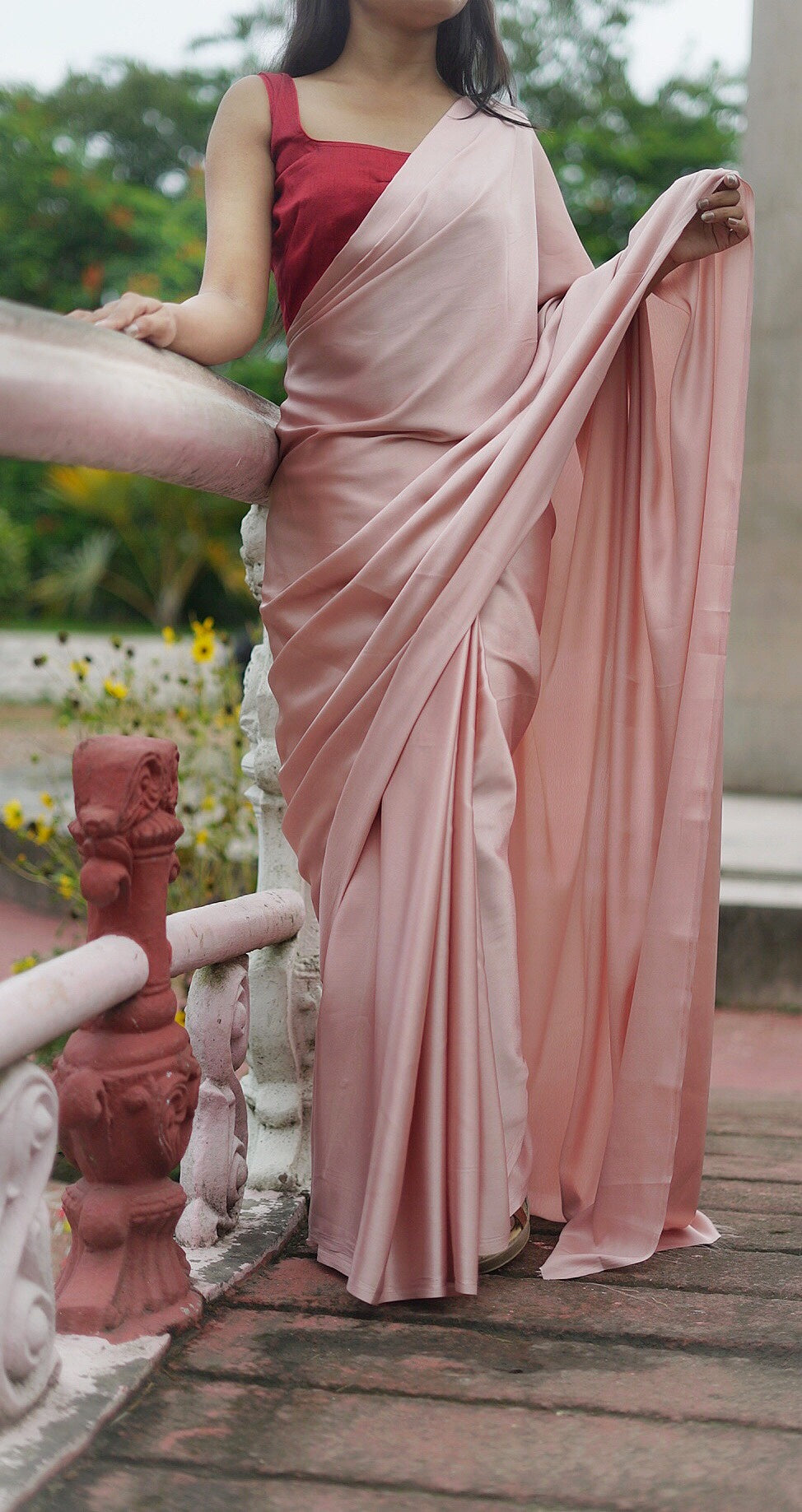 Rose Pink Satin Saree