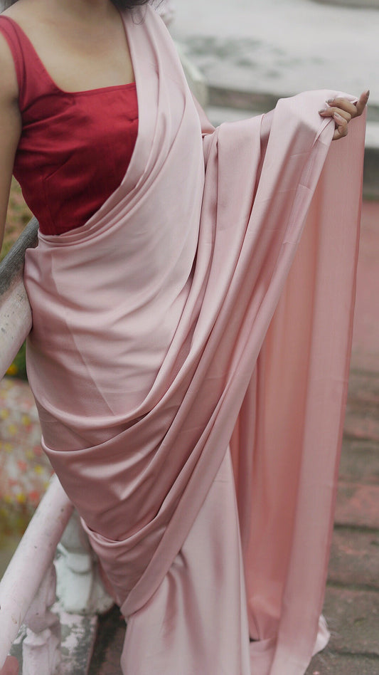 Rose Pink Satin Saree