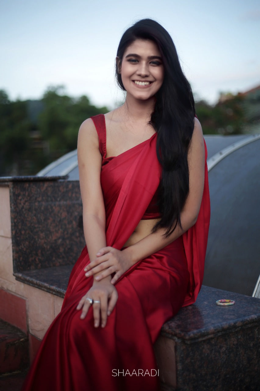 Scarlet Satin Saree