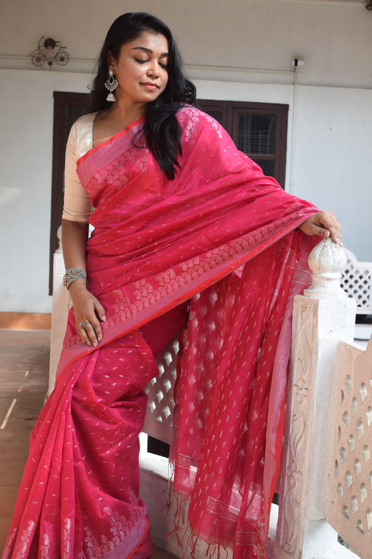 The Silver Flower Saree