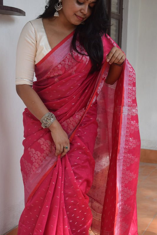 The Silver Flower Saree