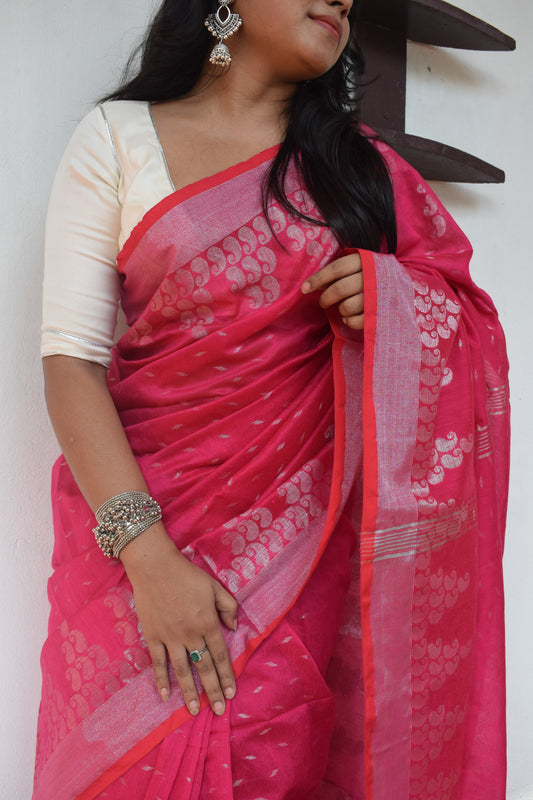 The Silver Flower Saree