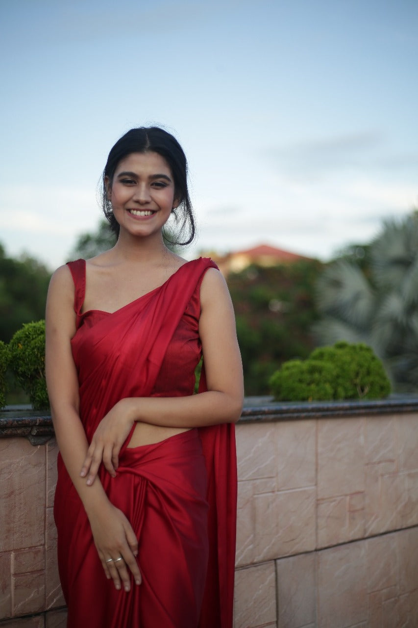 Scarlet Satin Saree