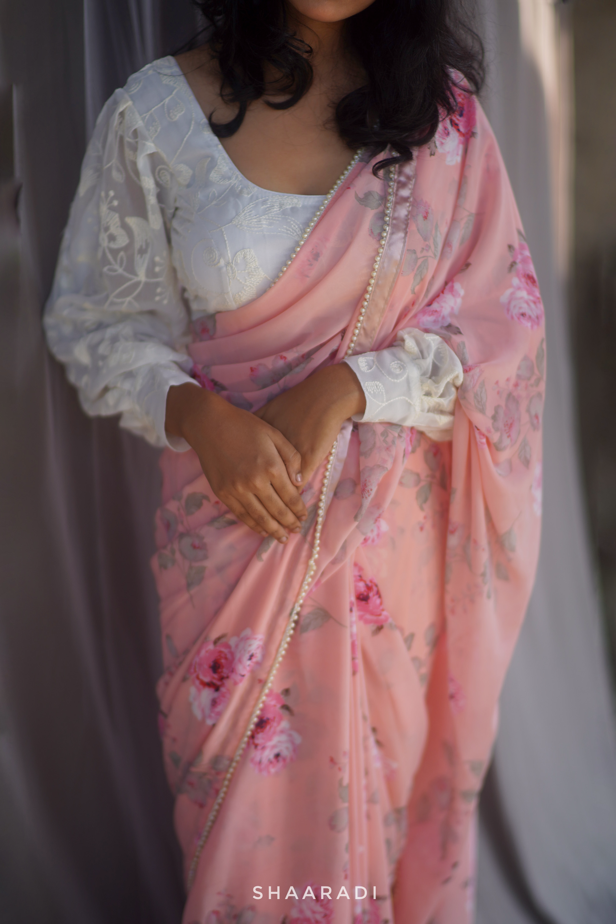 Floral saree 2025 jacket designs